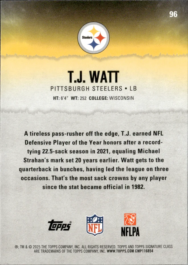 T.J. Watt card back