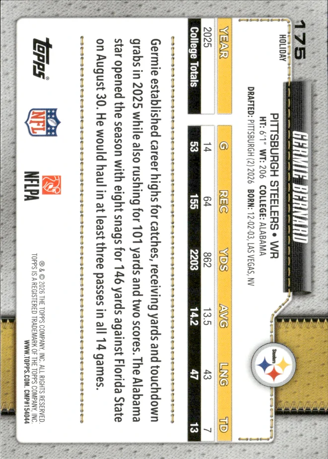 Germie Bernard card back