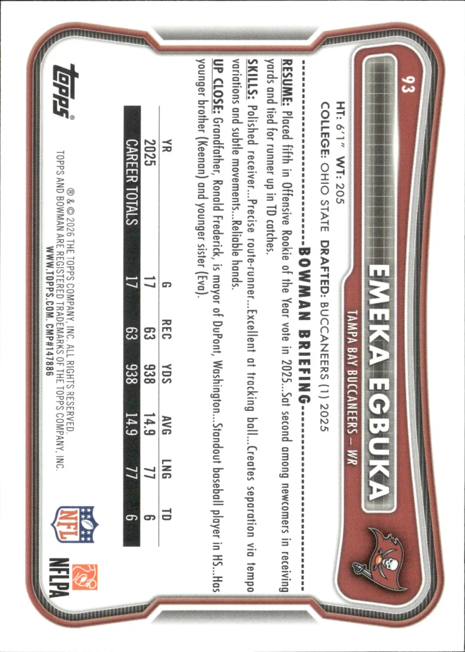 Emeka Egbuka card back