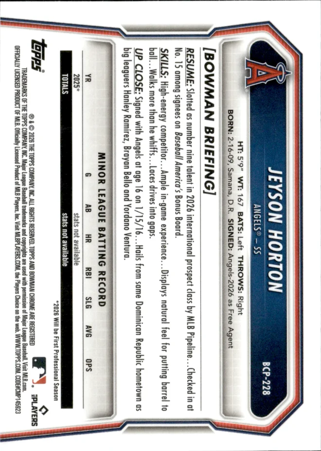 Jeyson Horton card back