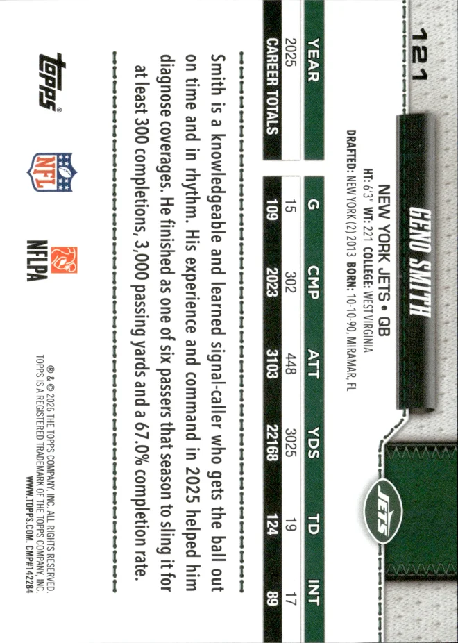 Geno Smith card back