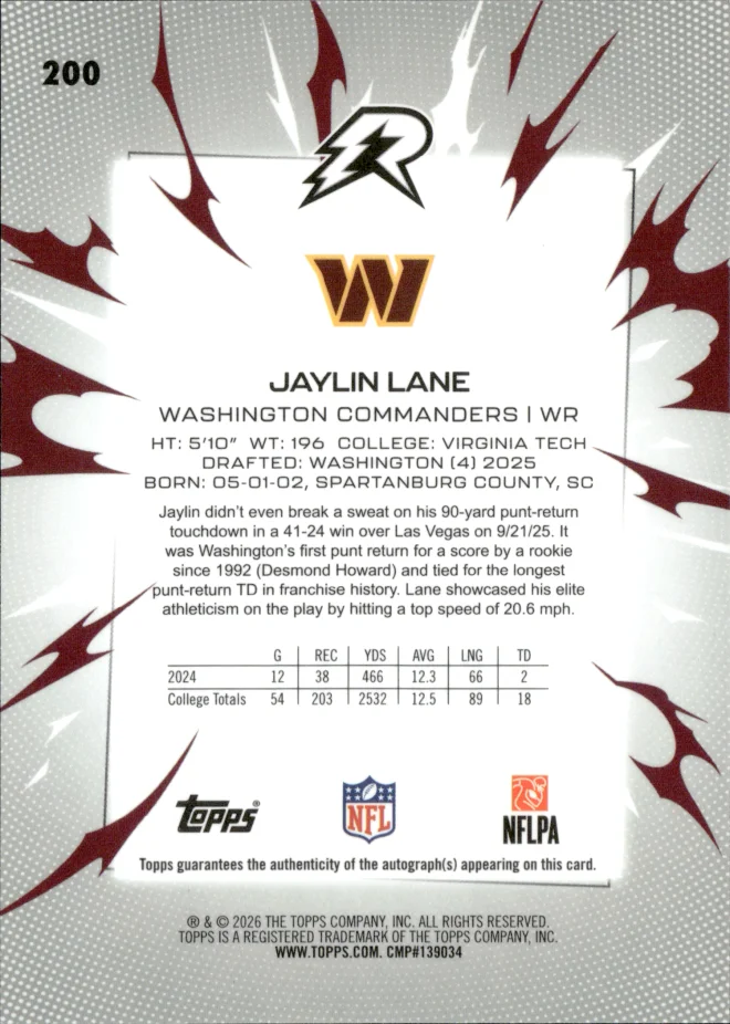 Jaylin Lane card back