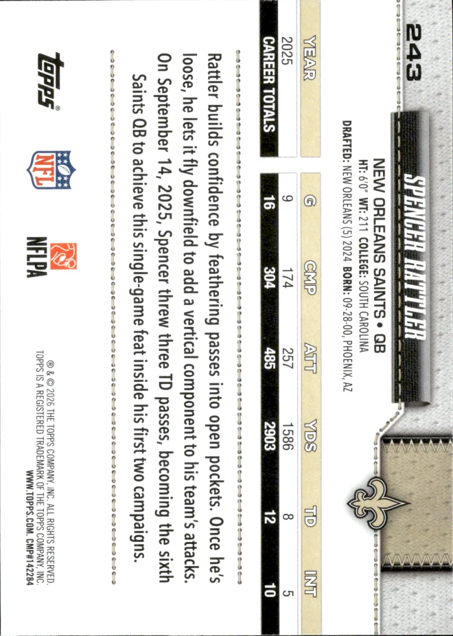 Spencer Rattler card back