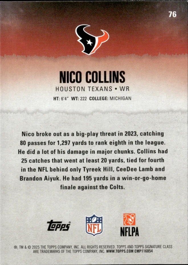 Nico Collins card back