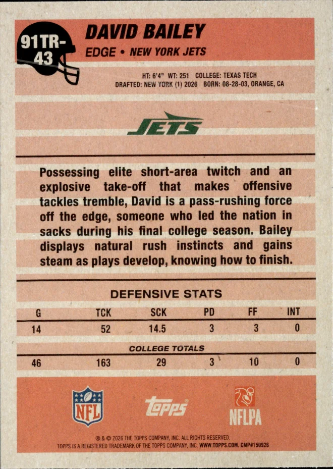 David Bailey card back