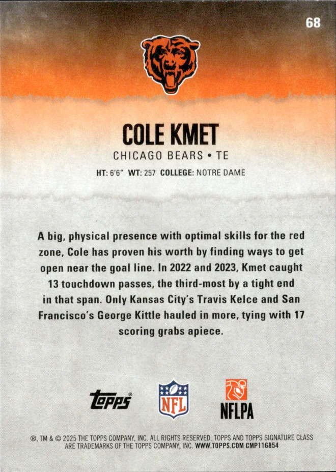 Cole Kmet card back