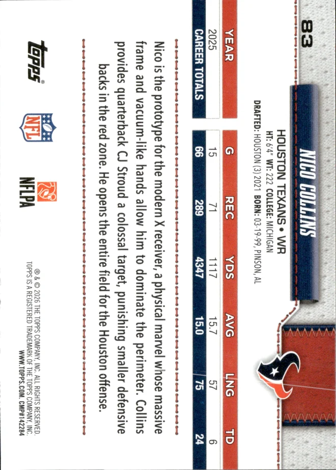 Nico Collins card back