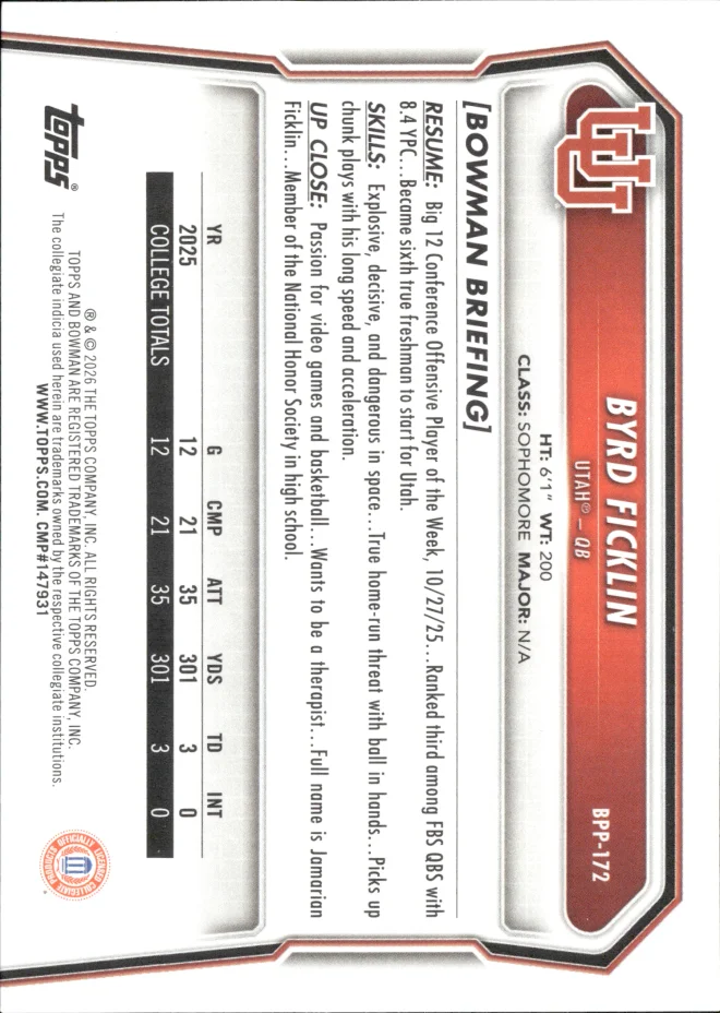Byrd Ficklin card back