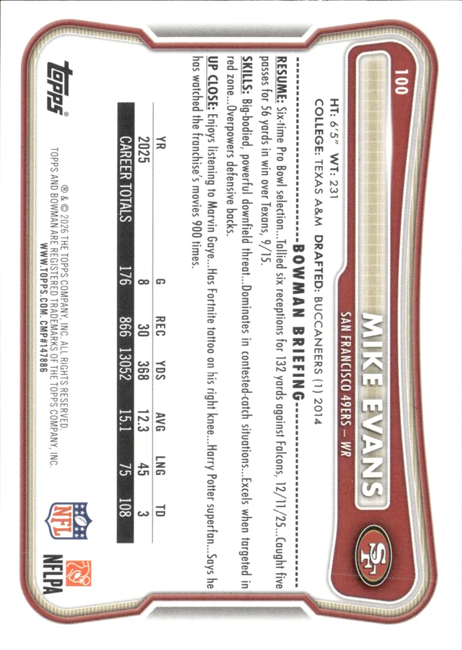 Mike Evans card back