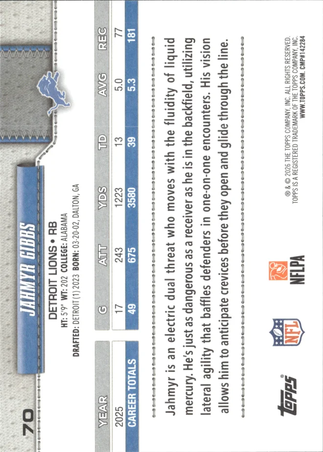 Jahmyr Gibbs card back