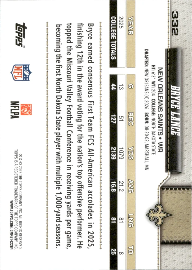 Bryce Lance card back