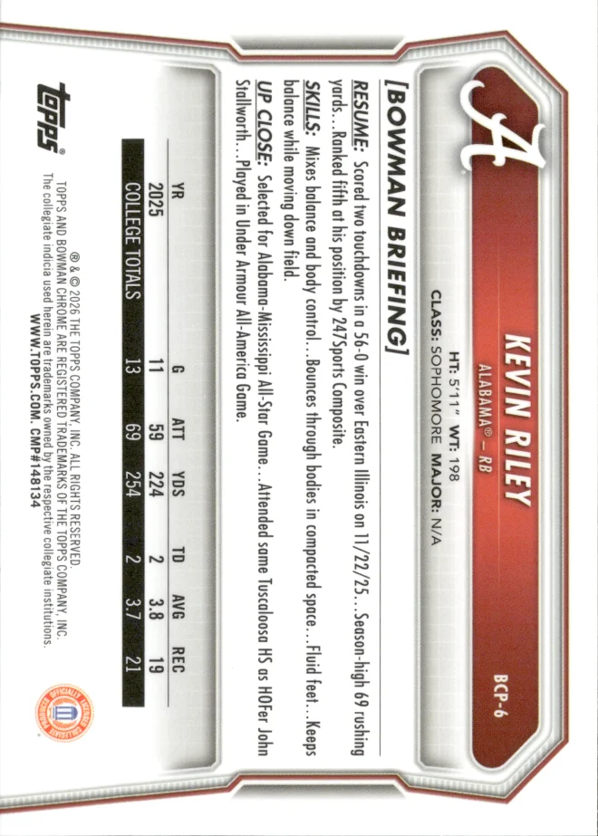 Kevin Riley card back