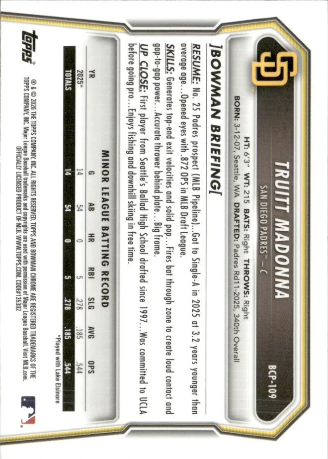 Truitt Madonna card back