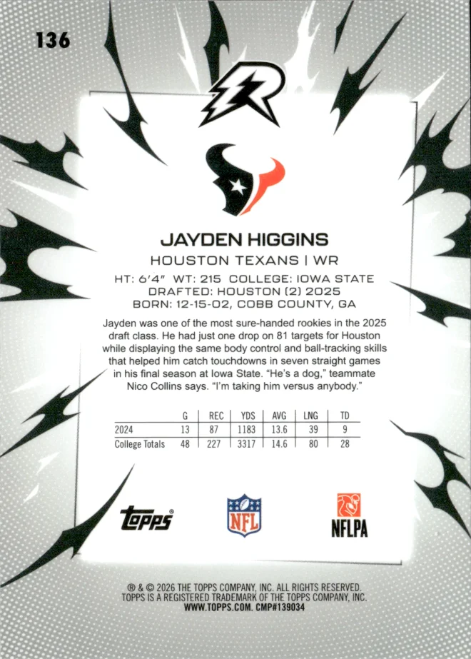 Jayden Higgins card back