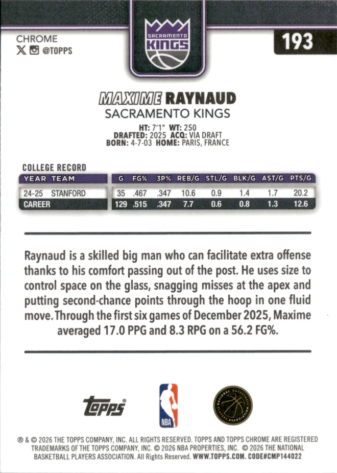 Maxime Raynaud card back