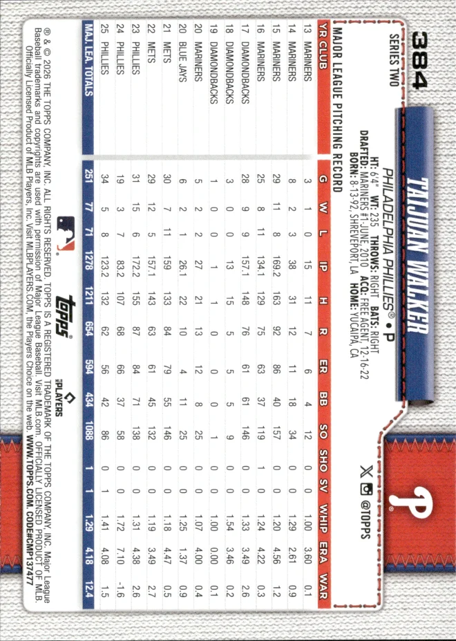 Taijuan Walker card back