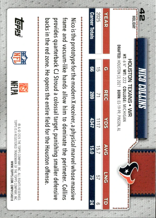Nico Collins card back