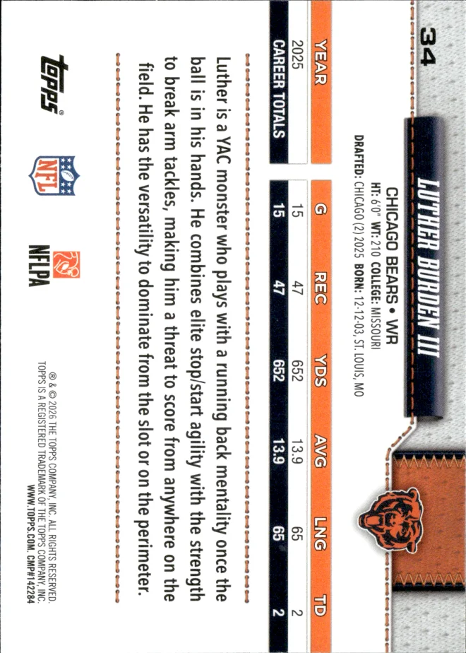 Luther Burden III card back