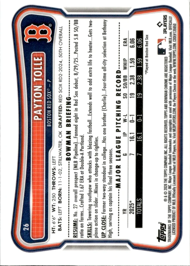 Payton Tolle card back