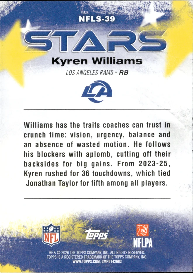 Kyren Williams card back