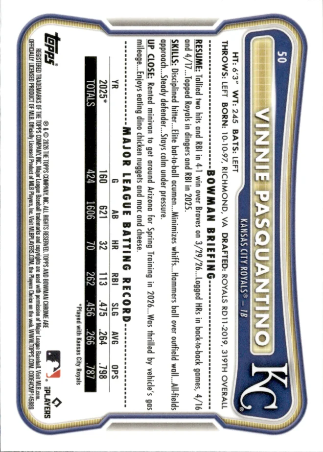 Vinnie Pasquantino card back