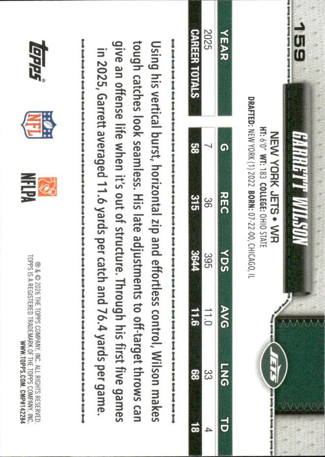Garrett Wilson card back