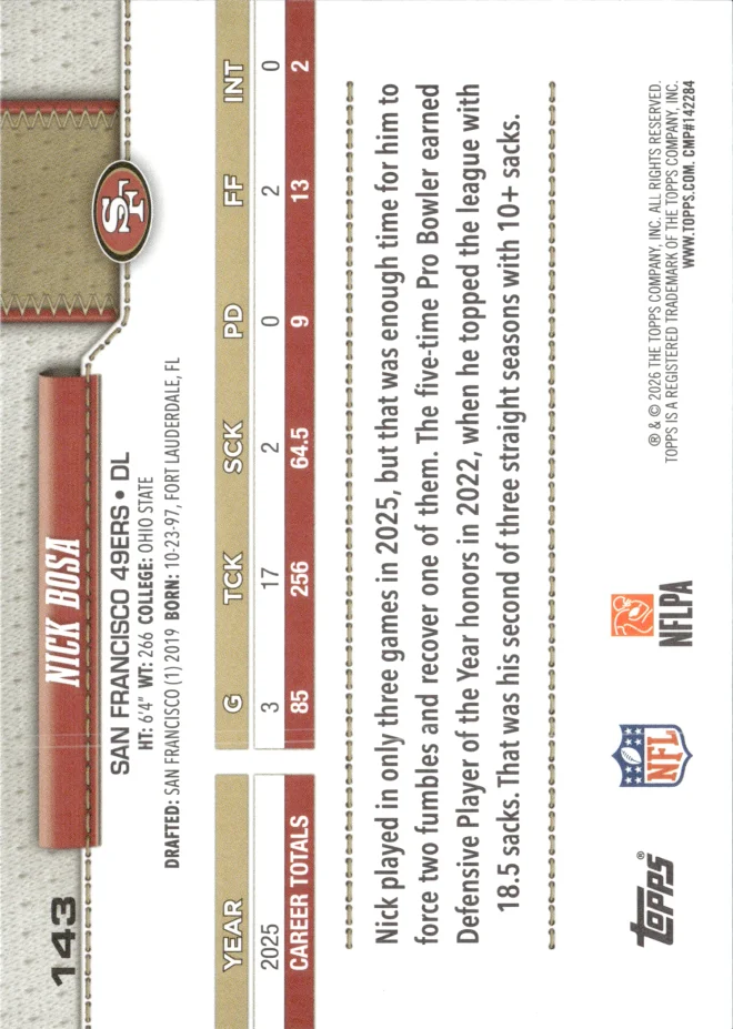 Nick Bosa card back