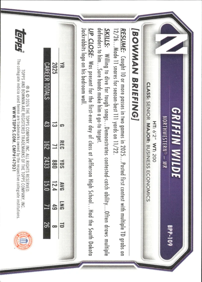 Griffin Wilde card back