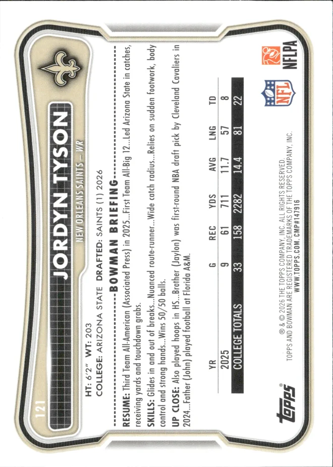 Jordyn Tyson card back