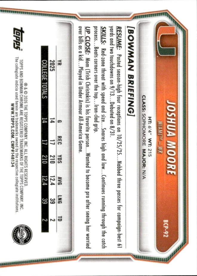 Joshua Moore card back