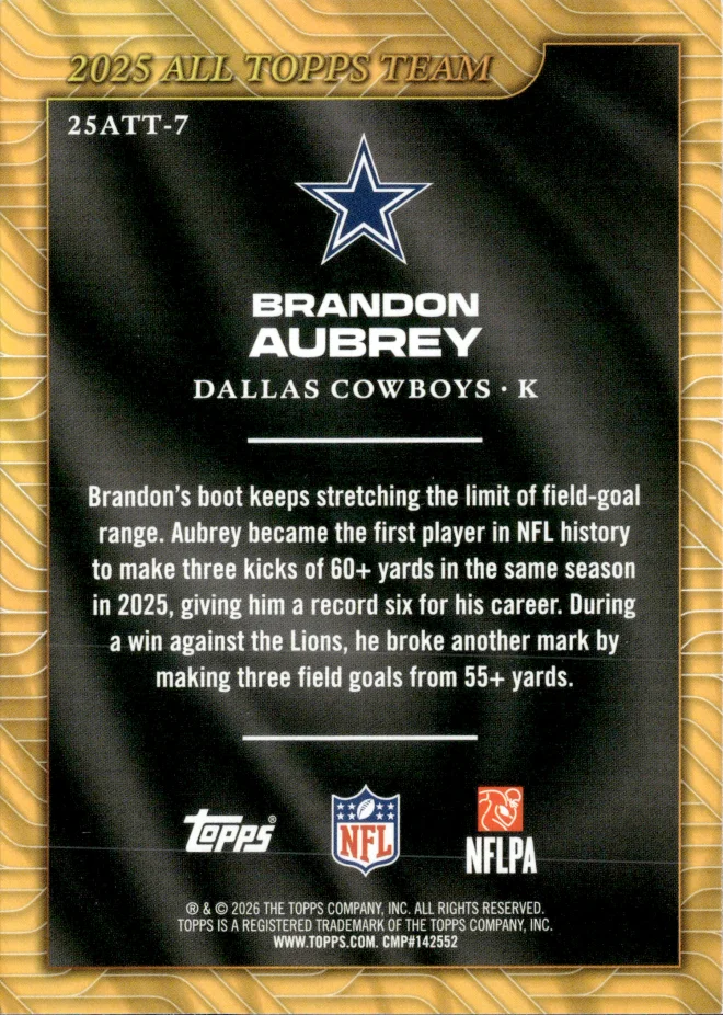 Brandon Aubrey card back