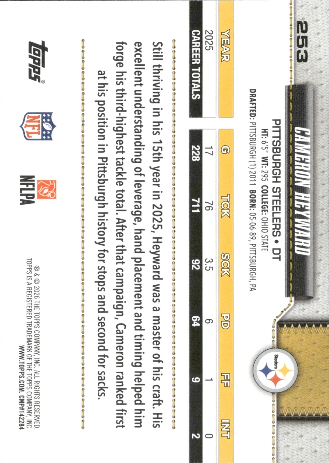 Cameron Heyward card back