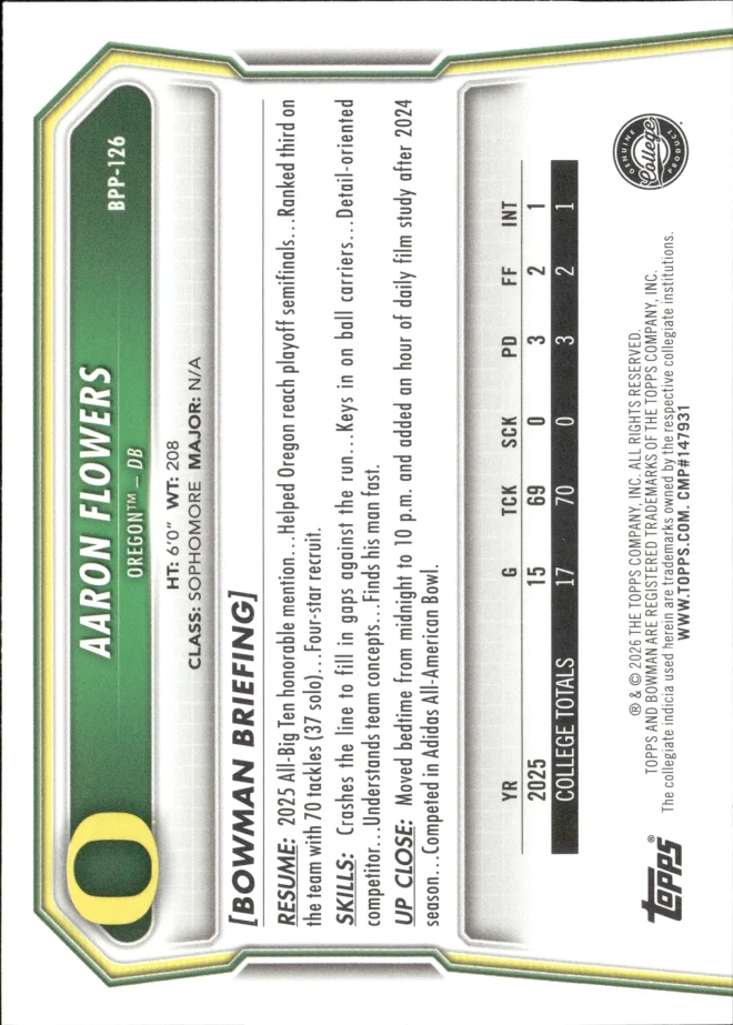 Aaron Flowers card back
