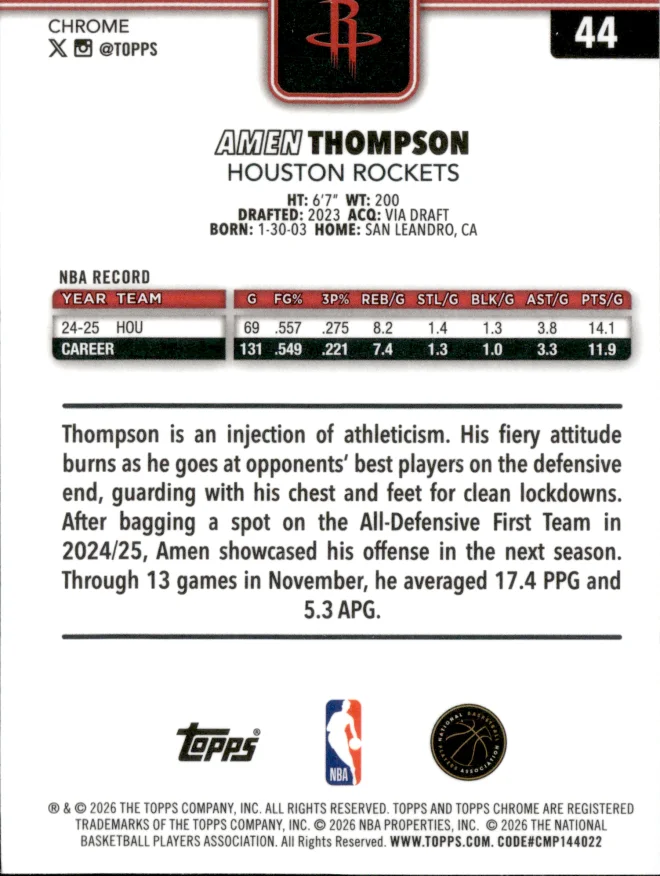 Amen Thompson card back
