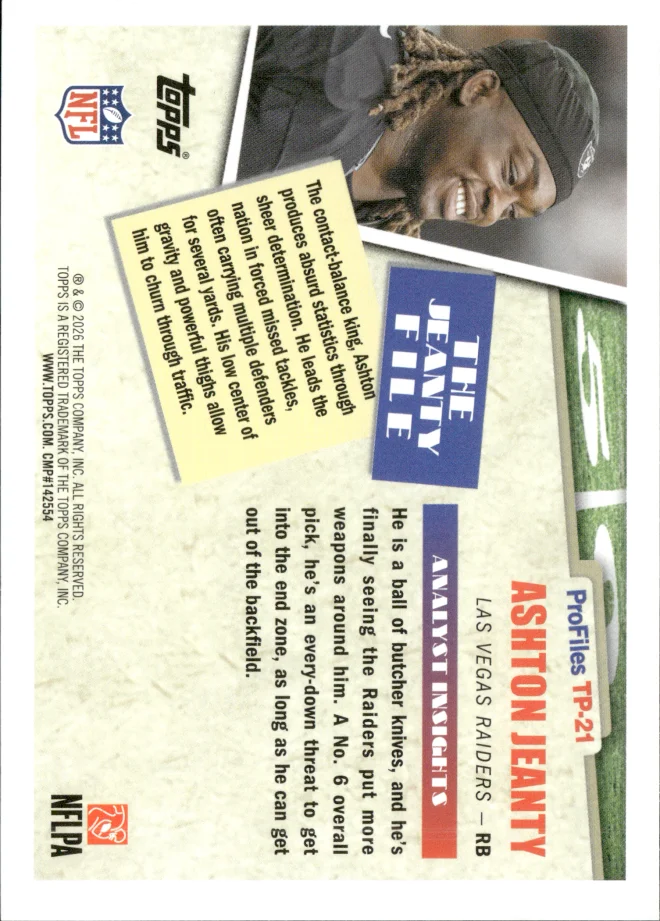 Ashton Jeanty card back