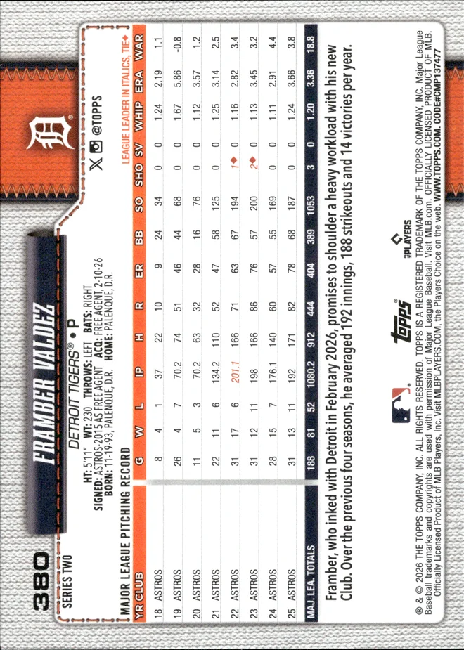 Framber Valdez card back