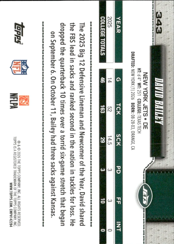 David Bailey card back