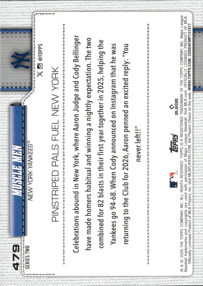 Aaron Judge / Cody Bellinger card back