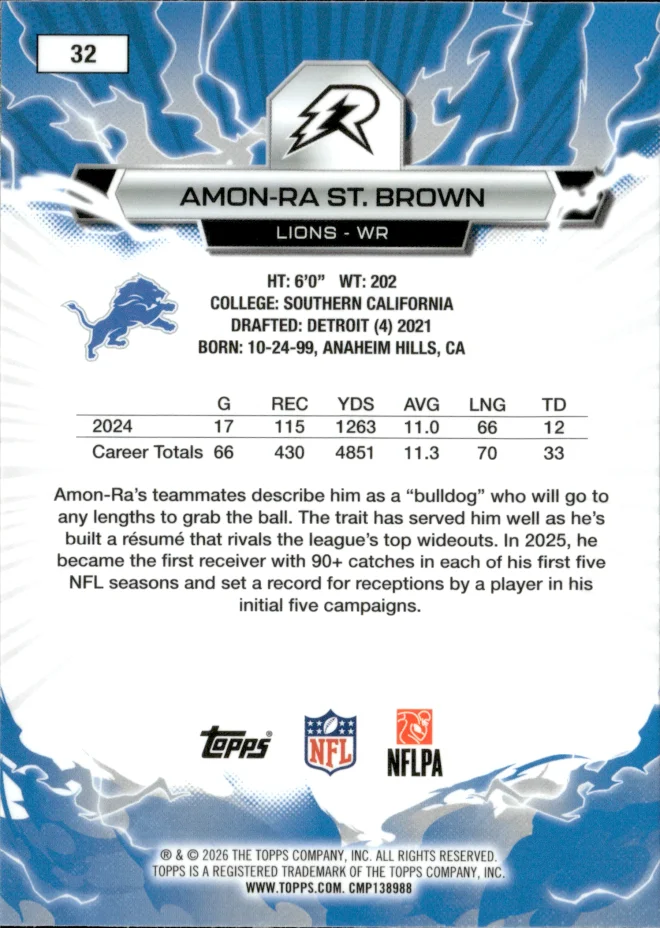 Amon-Ra St. Brown card back