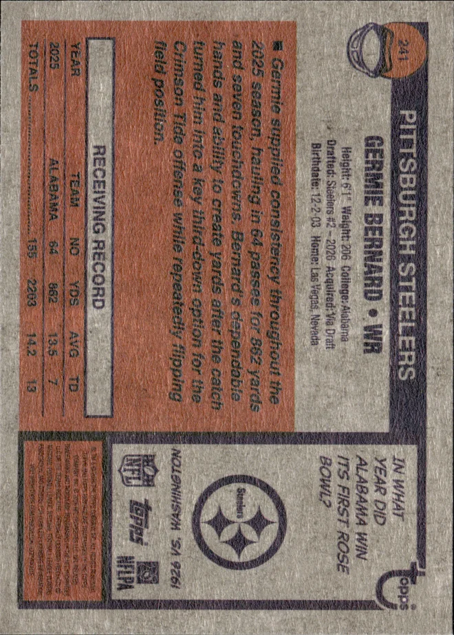 Germie Bernard card back