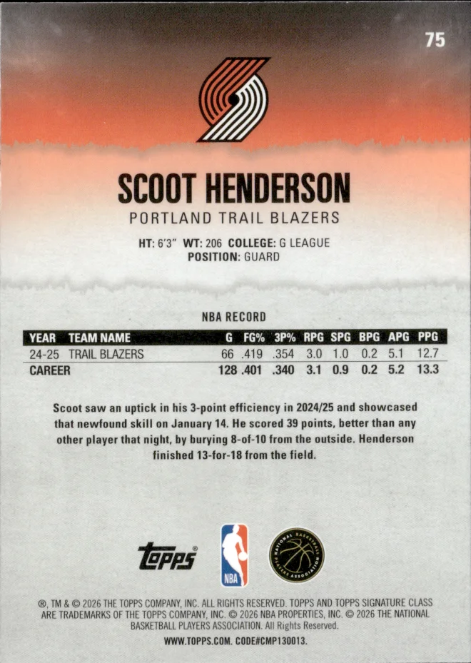 Scoot Henderson card back