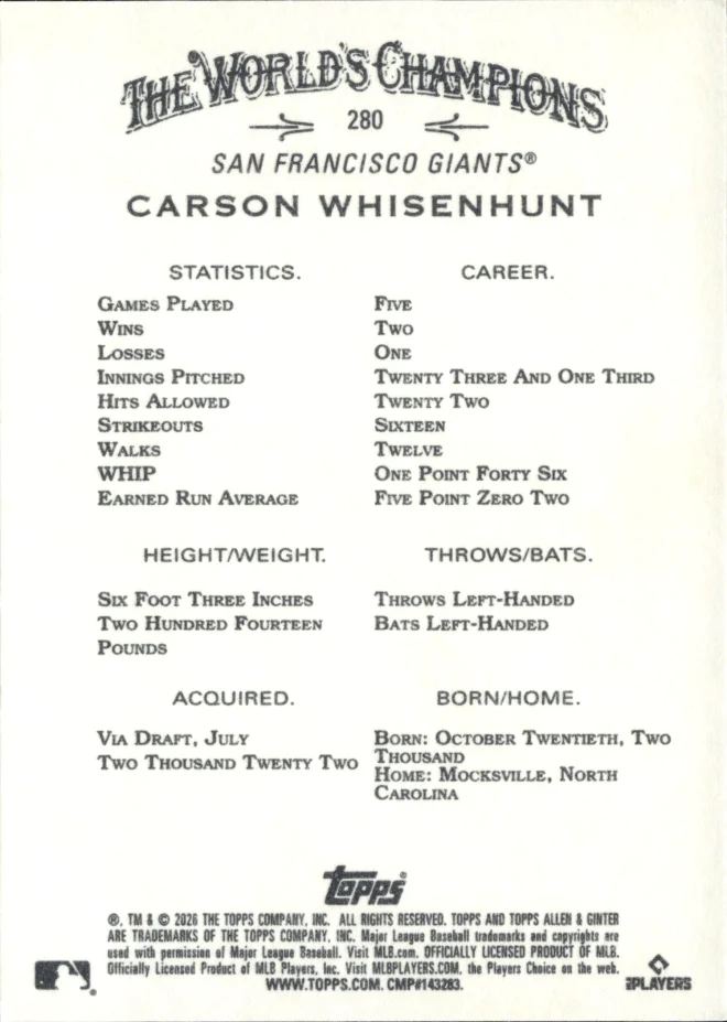 Carson Whisenhunt card back