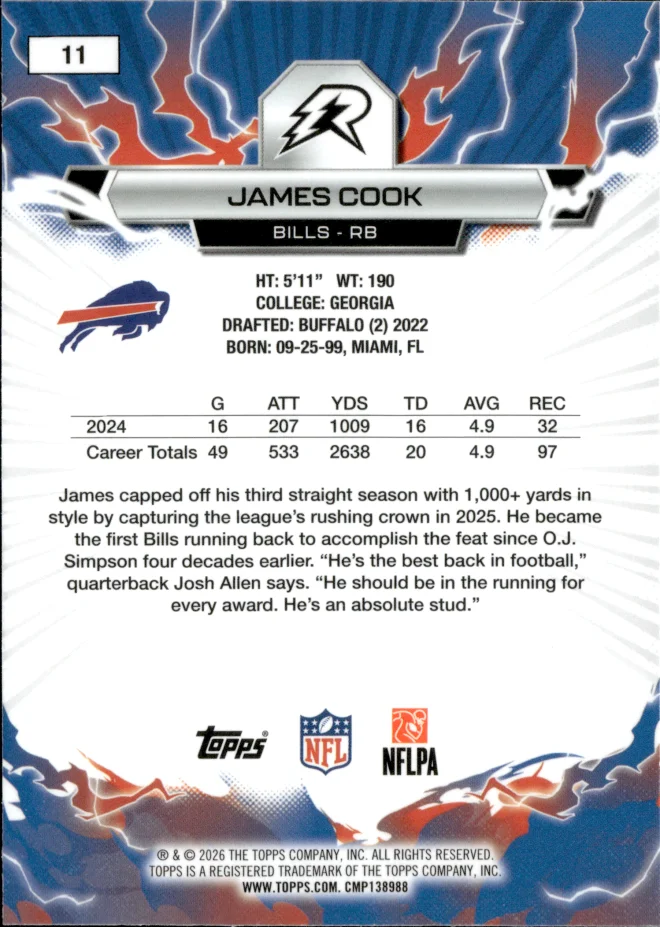James Cook card back