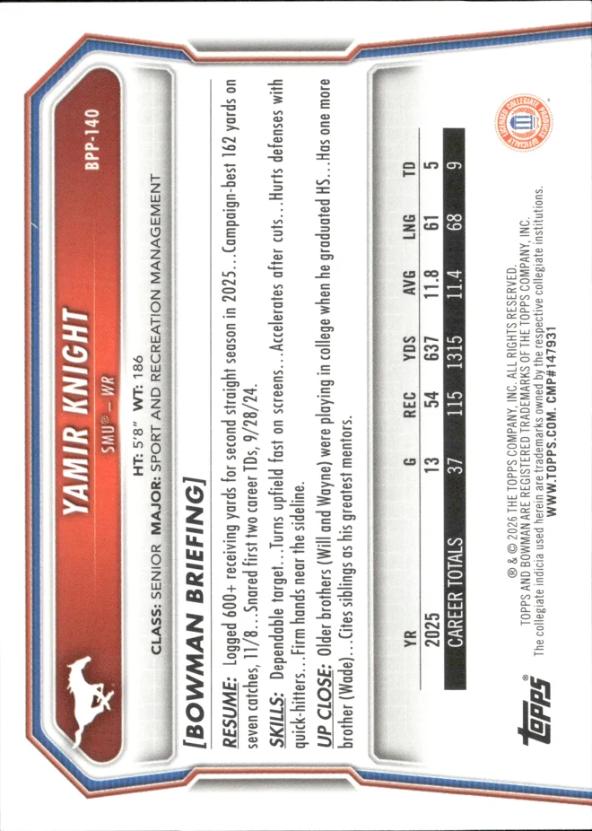 Yamir Knight card back