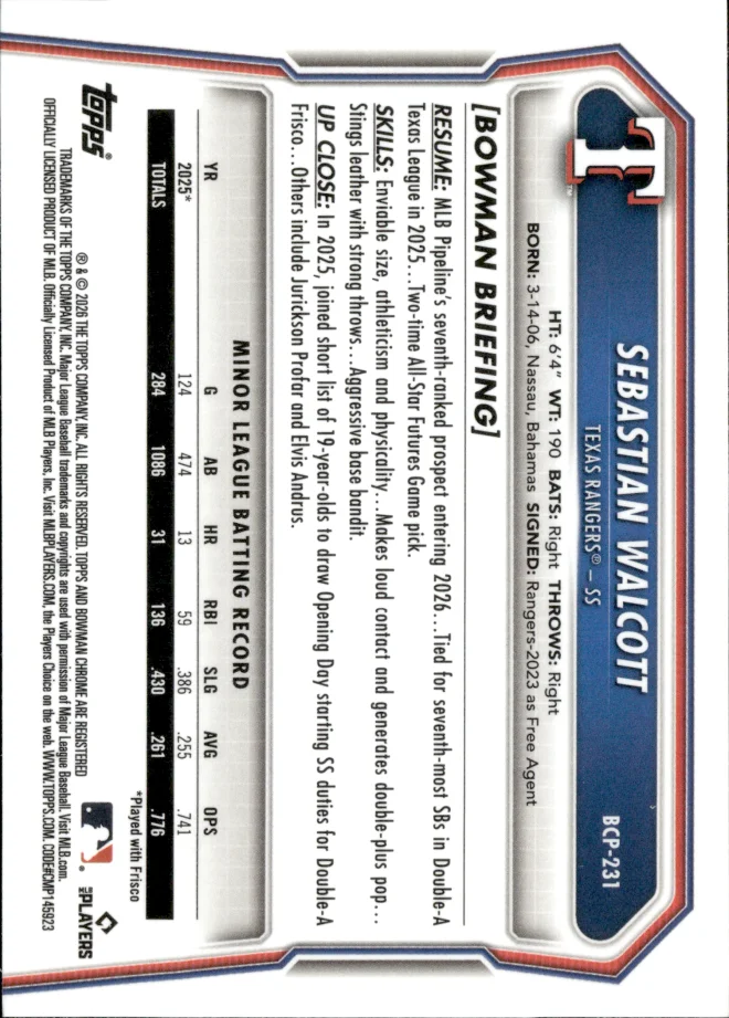 Sebastian Walcott card back