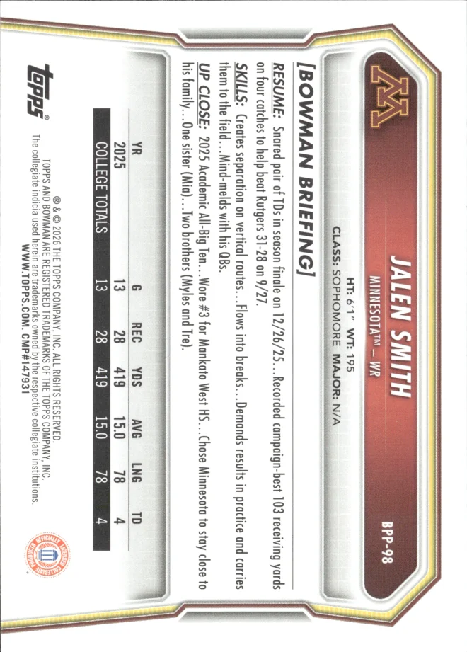 Jalen Smith card back
