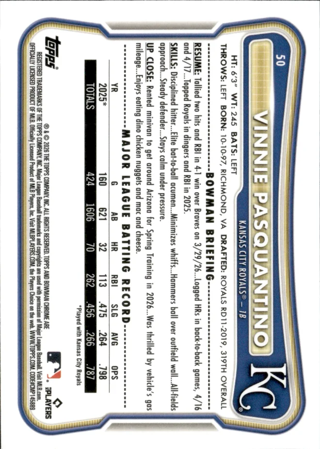 Vinnie Pasquantino card back