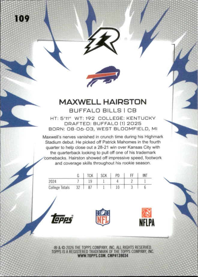 Maxwell Hairston card back