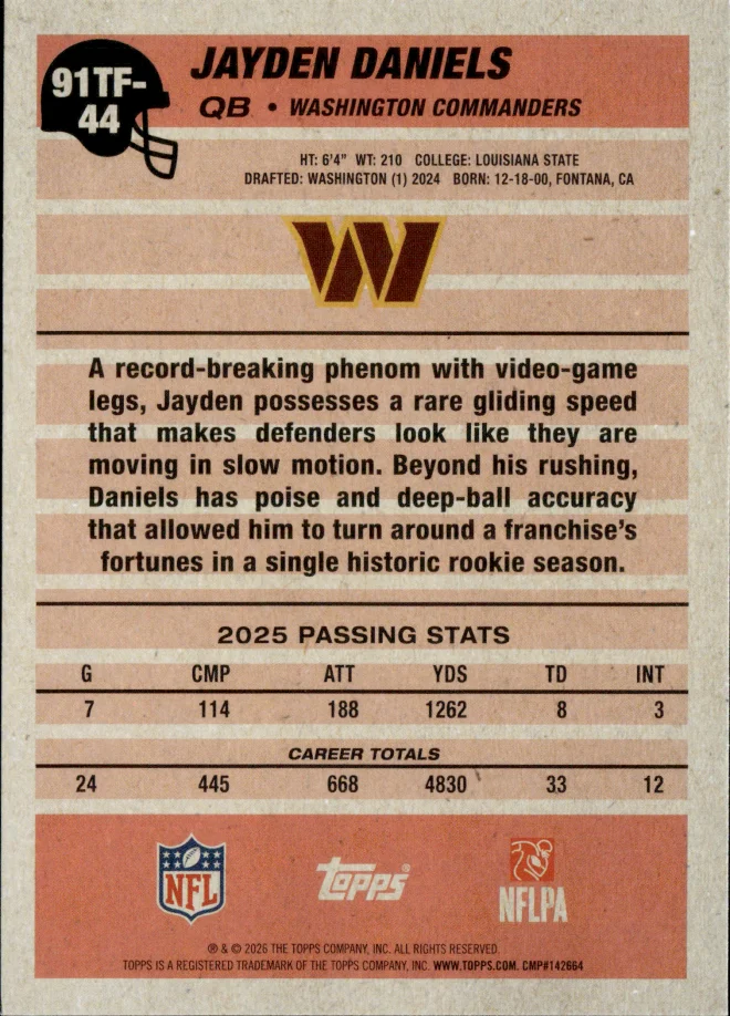 Jayden Daniels card back