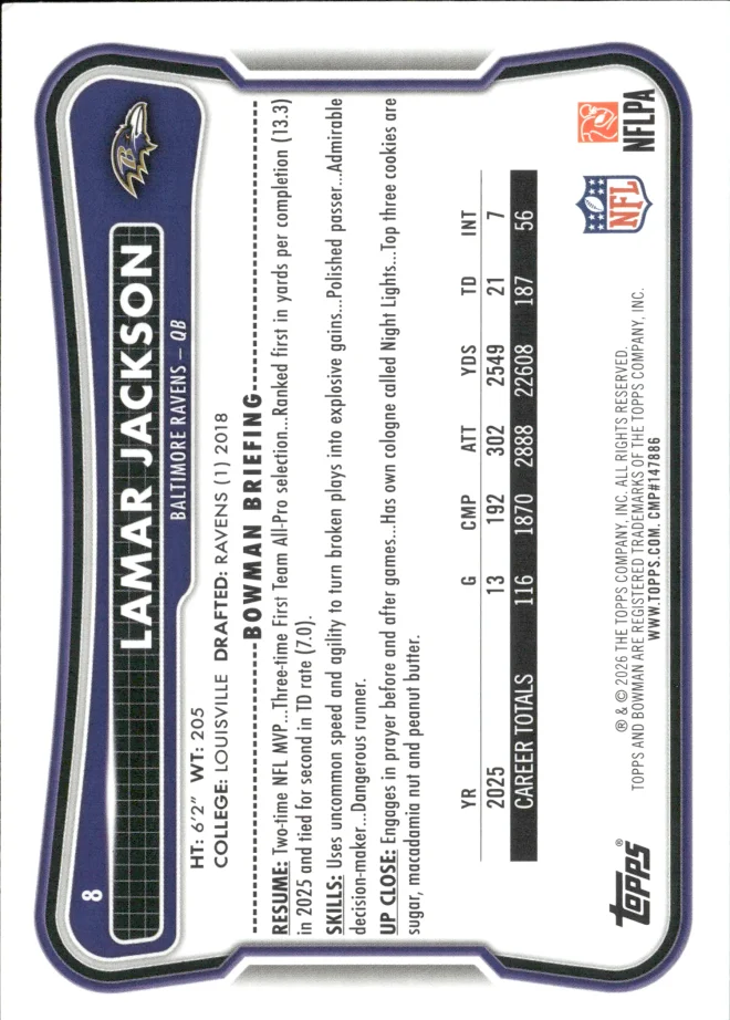 Lamar Jackson card back